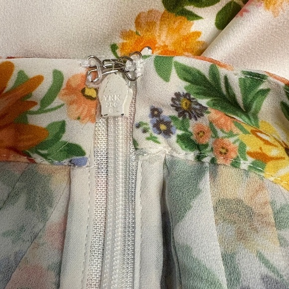 For Love & Lemons Rosalyn Miniskirt Green Yellow Pink Marigold Floral Size M - Picture 9 of 13